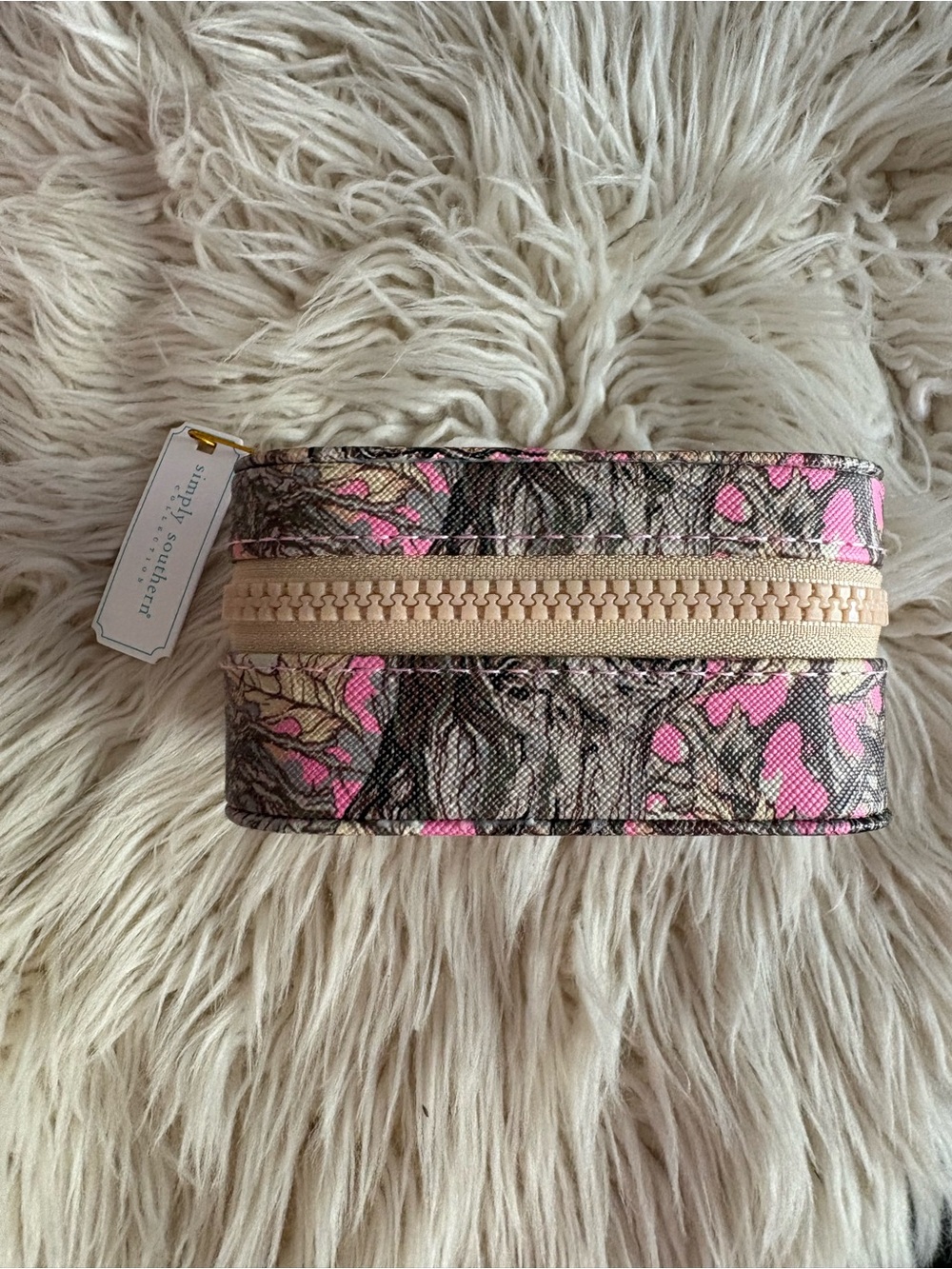 New Simply Southern Camo Jewelry Box Travel Case Gift Compact Pink Camouflage - Picture 4 of 7